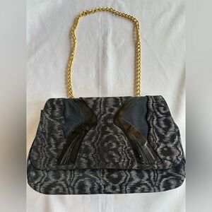 Vintage Annere Elegant Black Purse with Gold Chain Made in Venezuela